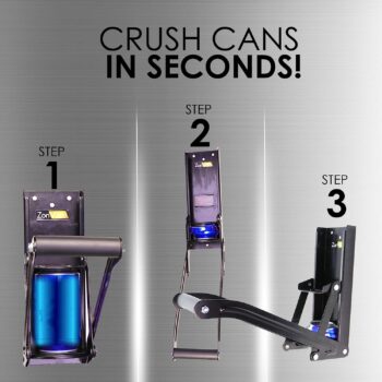 Can Crusher, Heavy-Duty Wall-Mounted Aluminum and Metal Beer Soda Seltzer Cans Compactor, Recycling Plastic Bottle Smasher