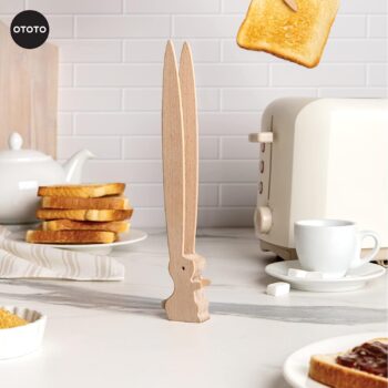 OTOTO Bernie Bunny Toaster Tongs - Rabbit Toast Wooden Tongs - Multipurpose Mini Tongs For Appetizers, Utensils & Cute Kitchen Gadgets