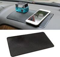 Car Dashboard Anti-Slip Rubber Pad, 10.6"x 5.9" Universal Non-Slip Car Magic Dashboard Sticky Adhesive Mat for Phones Sunglasses Keys Electronic Devices and More Use (Black/Grid)