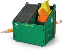 Genuine Fred DESK DUMPSTER Pencil Holder with Flame Note Cards, 3 compartments for desk & office supplies Funny Desk, Office, or Cubicle Accessories