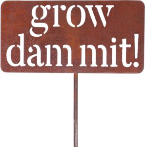 Island Genius Grow Dammit Funny Garden Décor Sign Gardening Gifts for Women and Men Who Love Plants, Alloy Steel