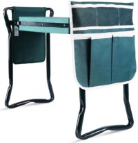 Ohuhu Garden Kneeler and Seat, Heavy Duty Garden Stool with EVA Foam Kneeling Pad, Foldable Gardening Bench with 2 Tool Pouches, 2-in-1 Portable Gardening Supplies, Idea Gifts for Women Men Seniors