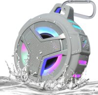 EBODA Shower Bluetooth Speaker, IPX7 Waterproof Portable Floating Speaker with Loud HD Sound, True Wireless Stereo LED Light, 24H Play for Pool Beach, Gifts Men, Women - Gray