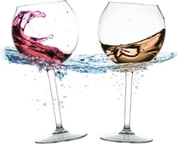 Floating Wine Glasses for Pool (18 Oz | Set of 2) That Float | Shatterproof Poolside Wine Glasses | Floating Cup | Beach Glass | Outdoor Tritan Plastic Wine Glasses with Stem