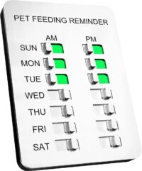 YARKOR Dog Feeding Reminder Magnetic Reminder Sticker,AM/PM Daily Indication Chart Feed Your Pets,Fridge Magnets and Double Sided Tape - Prevent Overfeeding or Obesity (Silver)